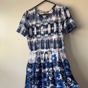 LuLaRoe Blue and White Midi Dress